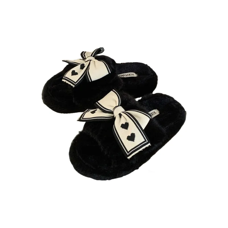 Thin Strips Cotton Slippers Women's, White-11