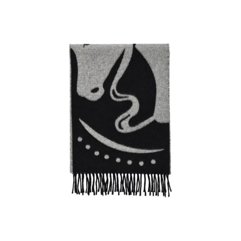 Burberry Mirrored Horse Fringed Scarf-0