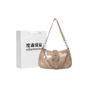 Dusen Kangaroo PU Shoulder Bag Women's Apricot