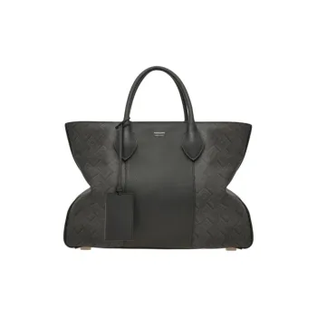 FERRAGAMO Synthetic Leather Tote Bag, Shopping Bag, Shoulder Bag, Handbag Large Size Men's Black & Gray