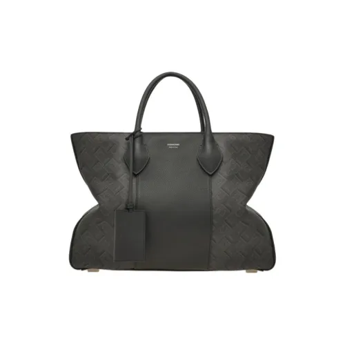 FERRAGAMO Synthetic Leather Tote Bag, Shopping Bag, Shoulder Bag, Handbag Large Size Men's Black & Gray