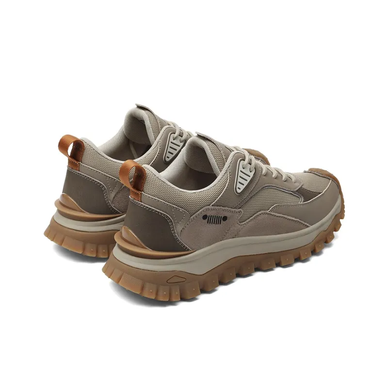 JEEP SPIRIT Cushioned Anti Slip Wear Resistant Height Increasing Breathable Low Top Trekking Shoes Men's Natural Deer-5