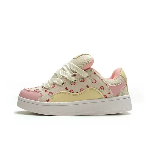 WJA Anti Slip And Wear Resistant Lightweight Low Top Skateboard Shoes Women's Strawberry Pink