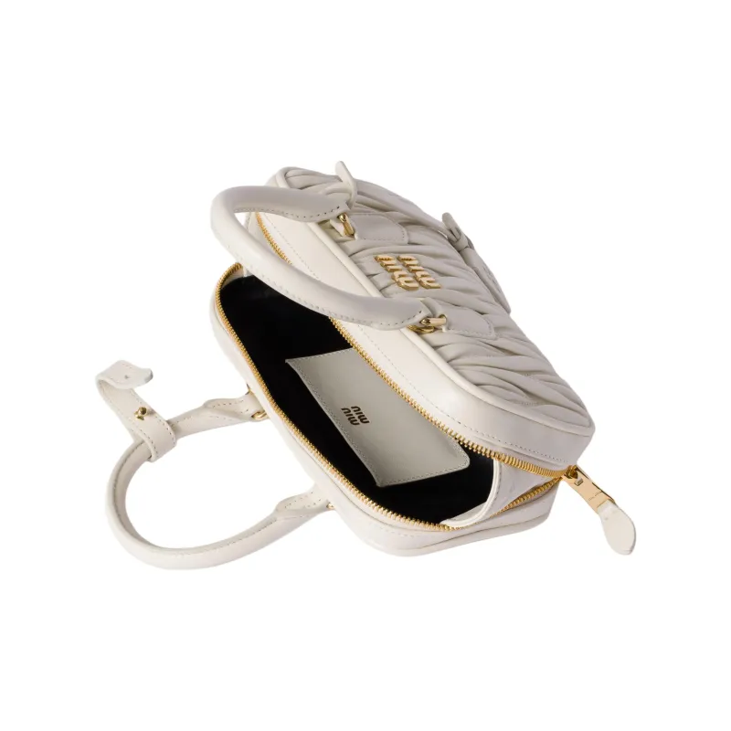 MIU MIU Arcadie Series Leather Shoulder Bag, Crossbody Bag, Handbag Mini Women's White-3