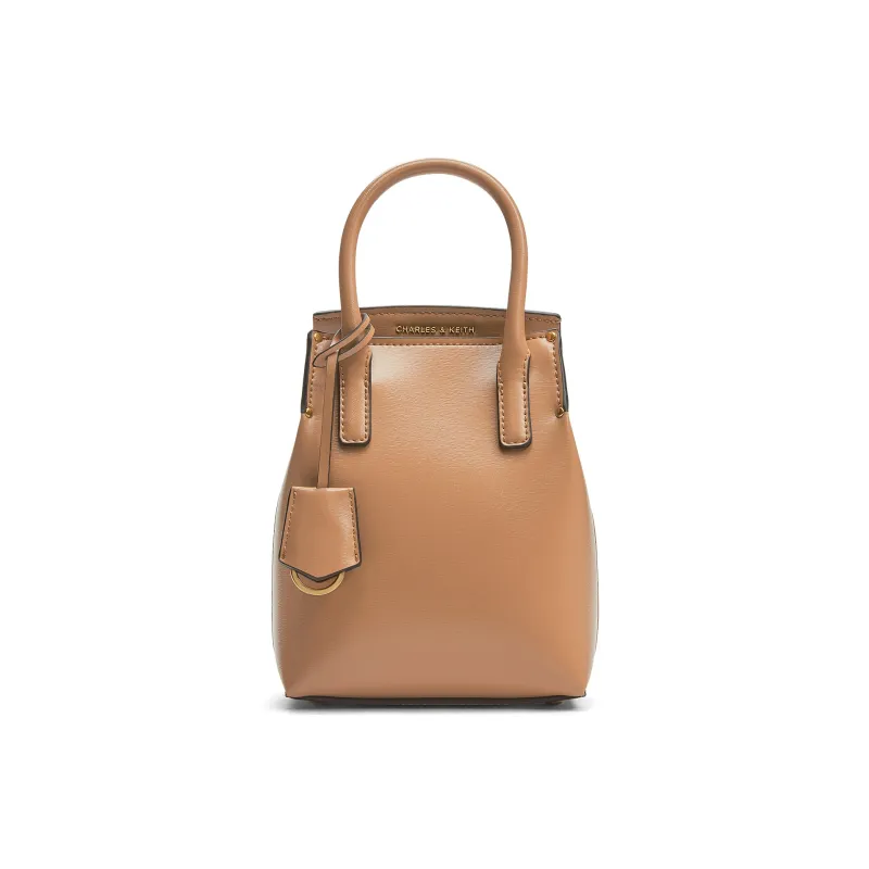 CHARLES&KEITH PU Shoulder Bag Trumpets Women's Black/Toffee Medium Umber/Pewter Tin Gray-5