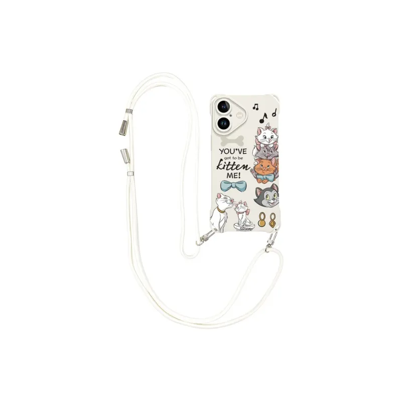 Disney Silicone Material Cute, Marie Cat, Crossbody Bag Phone Cases Compatibility Apple 16 Pro Max/Pro/Plus/15/14/13-2