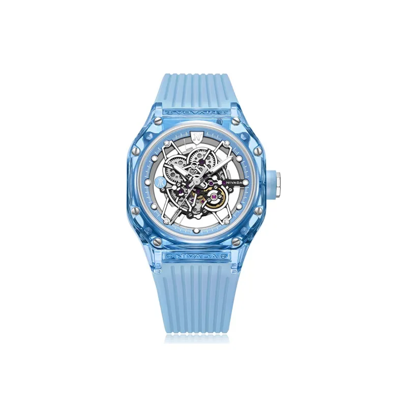 NIVADA Automatic Mechanical Movement Women's Watch Watch Cut-Out Dial Silicone Strap-5