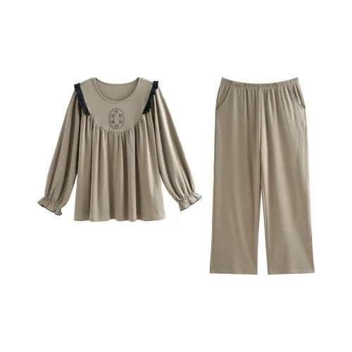XUANZHITING Pajama Set Women's Khaki