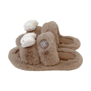 Thin Strips Cotton Slippers Women's, Brown