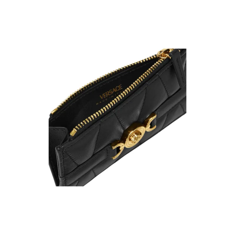 FANSIZHE Medusa '95 Lambskin Card Holder Regular Women's Black & Gold-2