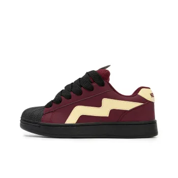 Little Red Man Wear Resistant Low Top Skateboard Shoes Women's Angora Red