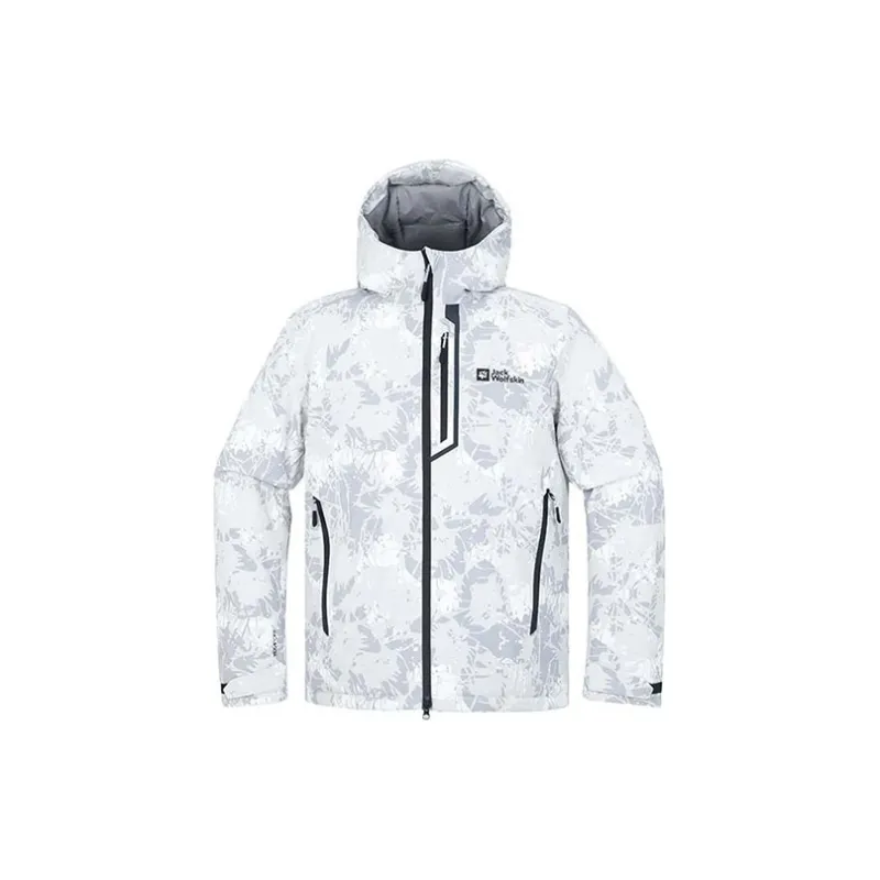 Jack Wolfskin City Outdoor Collection Hiking Warm Windbreaker Jacket Men's Light Gray Pattern Comes With Accessory-1