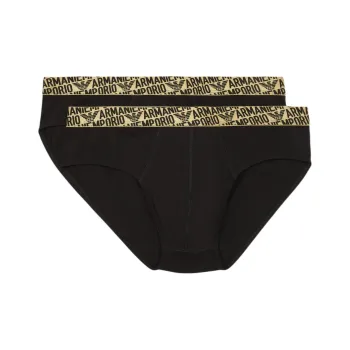 EMPORIO ARMANI Two pack Of Asv All over Shiny Logoband Organic cotton Briefs
