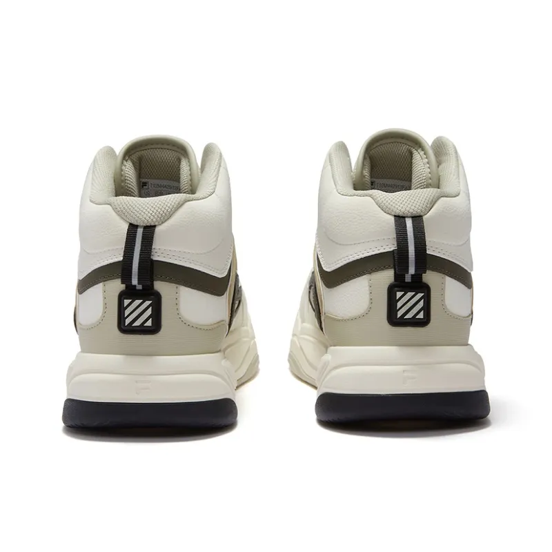 FILA FUSION BANK II Wear Resistant Mid Top Skateboard Shoes Men's Antique White Color-5