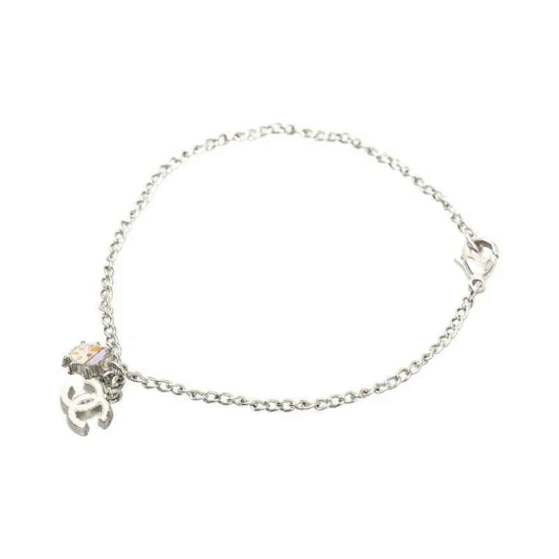CHANEL 2004 Silver Plated Cc Ladybug Charm Costume Bracelet-4