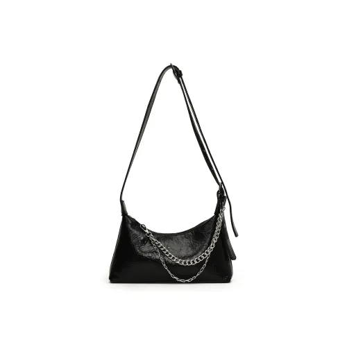 RKM PU Shoulder Bag Small Size Women's Black Coffee Brown