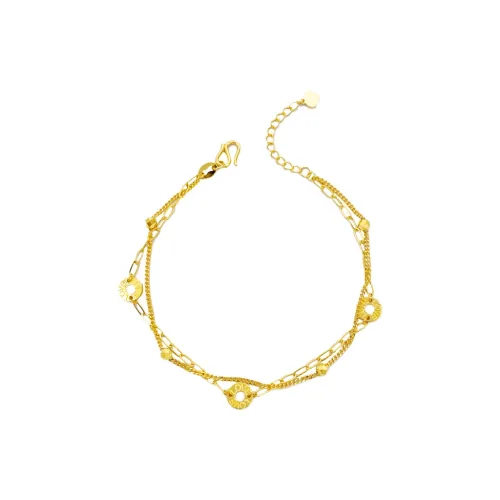 NAITANG Interlocked, Adjustable Double Row Circular Ring Solid Gold Priced In Gram Gold Bracelet Unisex