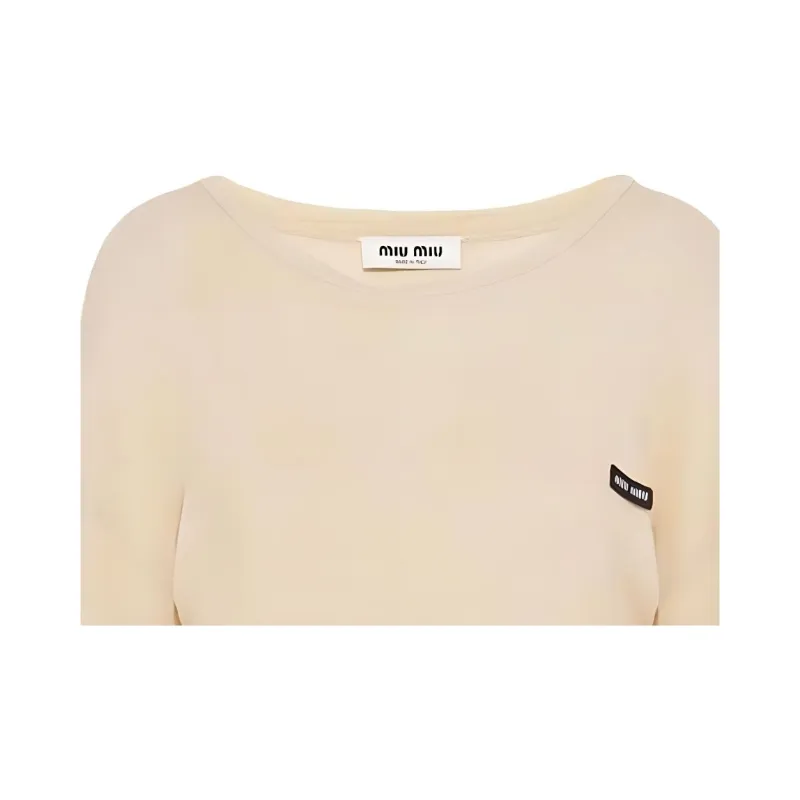 MIU MIU Logo patch Long sleeve T shirt-2