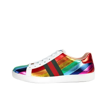 GUCCI ACE Low Top Skateboard Shoes Women's Rainbow