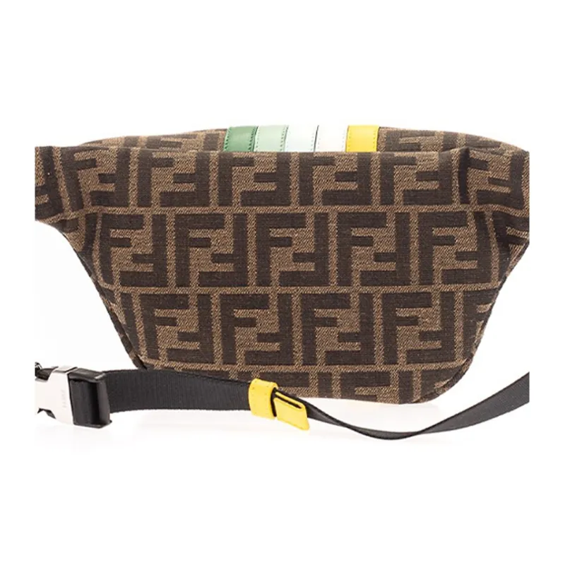 FENDI Jacquard Canvas With Leather Canvas Bag, Fanny Pack, Sling Bag Kids' Brown/Yellow/Multicolor-3
