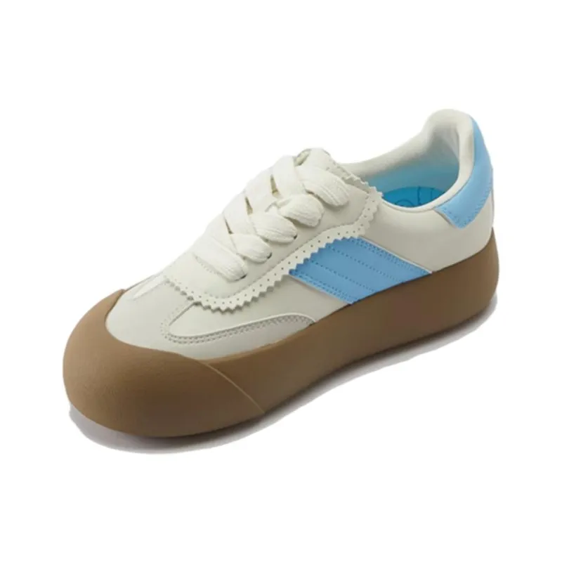 GOOD BAI GOODEES Series Slip Resistant Low Top Skateboard Shoes Unisex Ecru Sky Blue-1