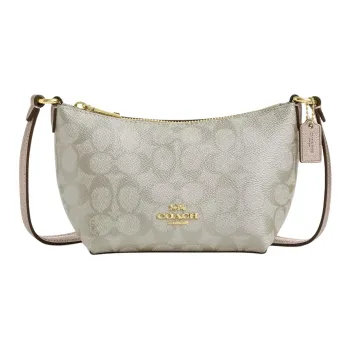 COACH Coated Canvas Shoulder Bag Crossbody Bag Mini Women's Champagne