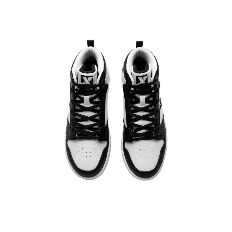 XTEP Warm And Water Resistant High Top Skateboard Shoes Women's Black White-3