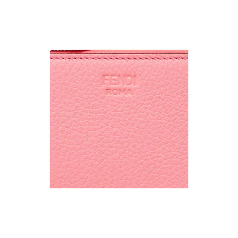 FENDI Peekaboo Calfskin Card Holder Key Pouch Coin Purse Women's Pink-3