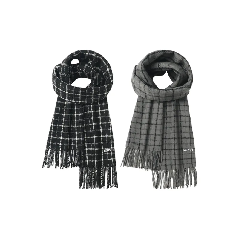 Yalu Polyester Knit Scarves Unisex Black/Ecru/Light Pink/Dark Gray-7