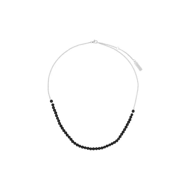 Numbering 925 Sterling Silver Rhodium Onyx Necklaces Men's Black-1