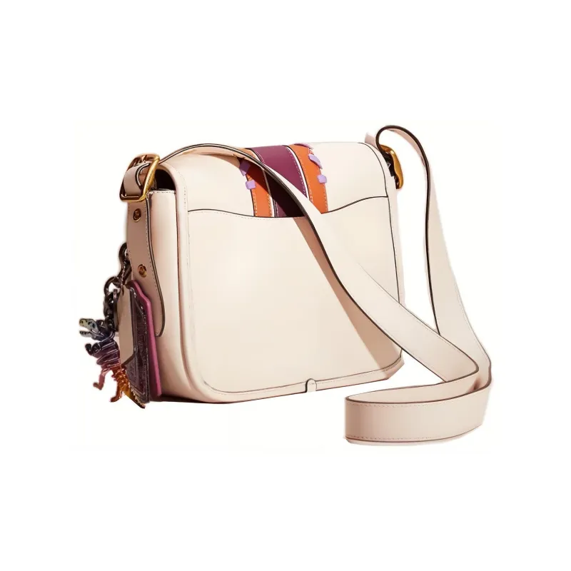 COACH Rambler Glove Tanned Leather Shoulder Bag Crossbody Bag Small Size Women's White/Orange/Purple-1