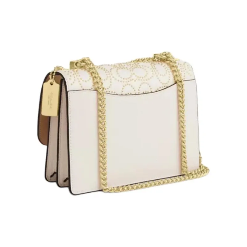 COACH Klare Pebbled Leather Shoulder Bag, Crossbody Bag Small Size Women's White-1