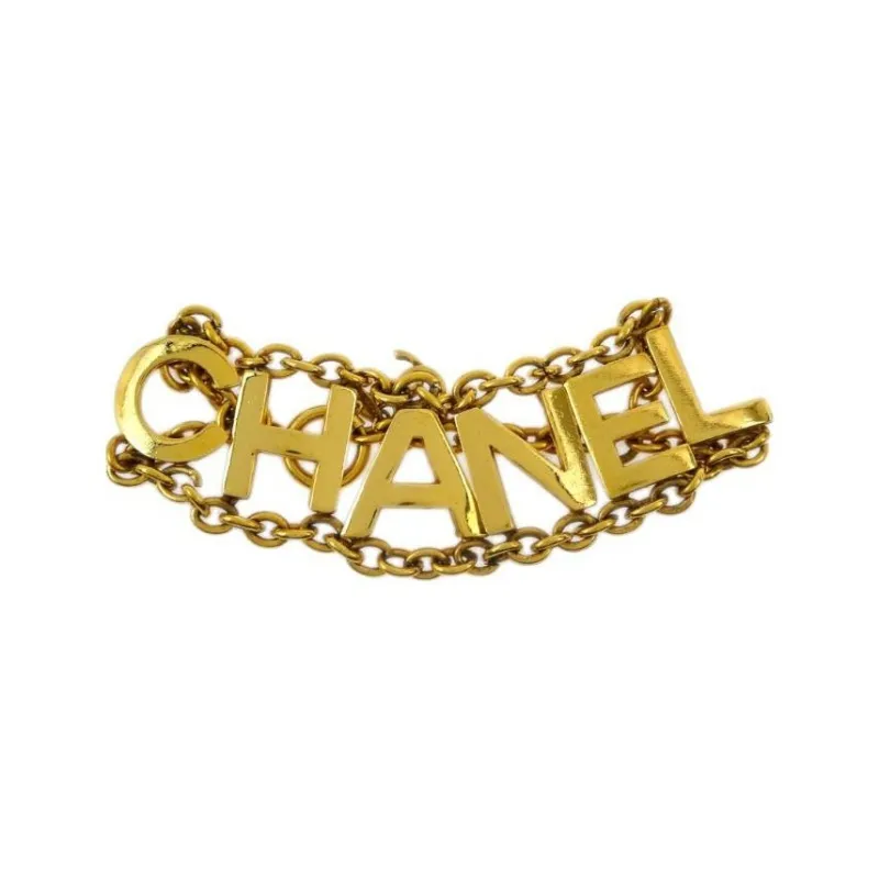 CHANEL 1990 2000s Logo lettering Bracelet-1