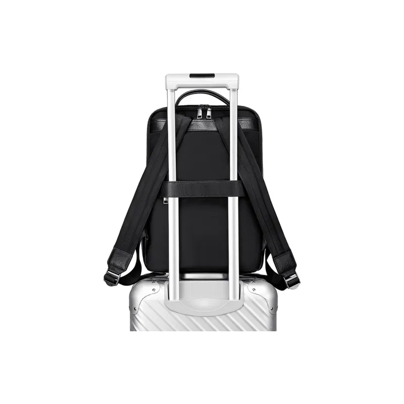 FAIRWHALE Top Grain Cow Leather Backpack Regular Unisex Black-6
