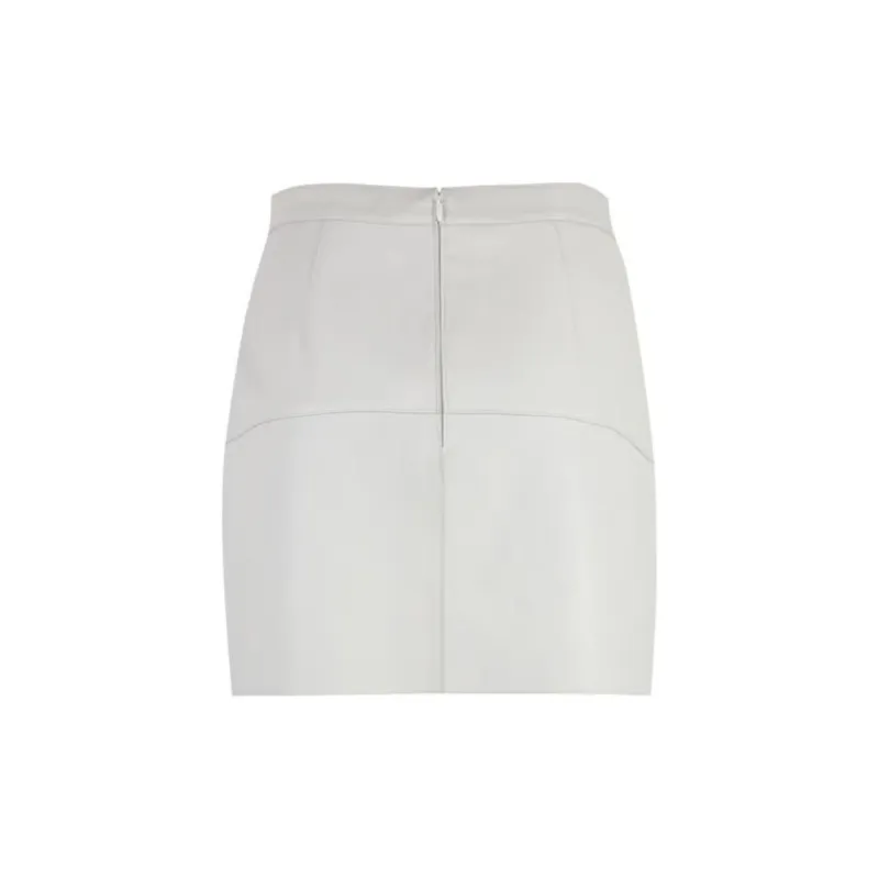PAROSH Leather Short Skirts Women's Gray-1