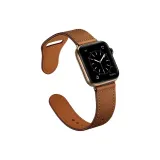 Stud Buckle Leather, Red Brown with Bronze