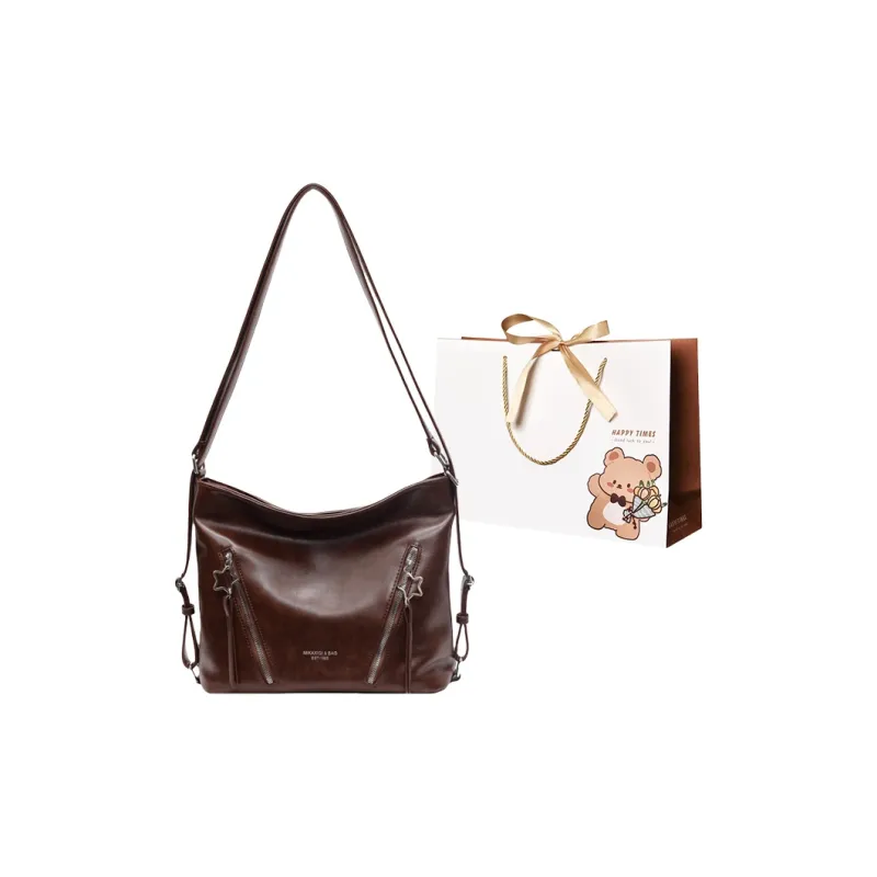 ERANGBEAR PU Double Shoulder Handbag, Shoulder Bag Women's Black Ecru Brown Coffee-5