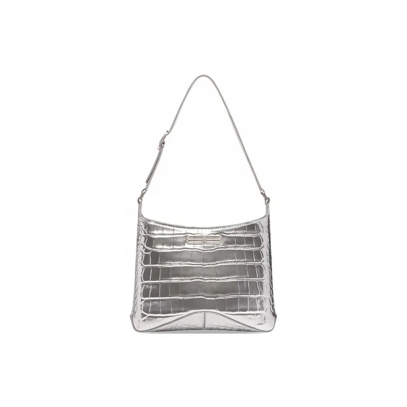 Balenciaga Cow Leather Shoulder Bag Crossbody Bag Small Size Women's Silver-0