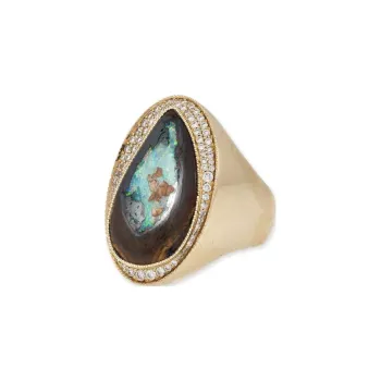 Jacquie Aiche 14kt Yellow Gold Freeform Koroit Diamond And Opal Ring