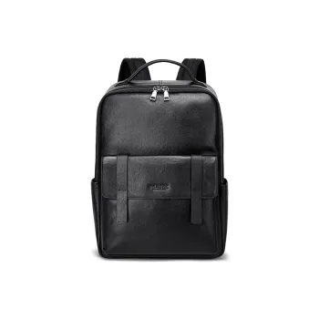 FAIRWHALE Top Grain Cow Leather Backpack Regular Unisex Black