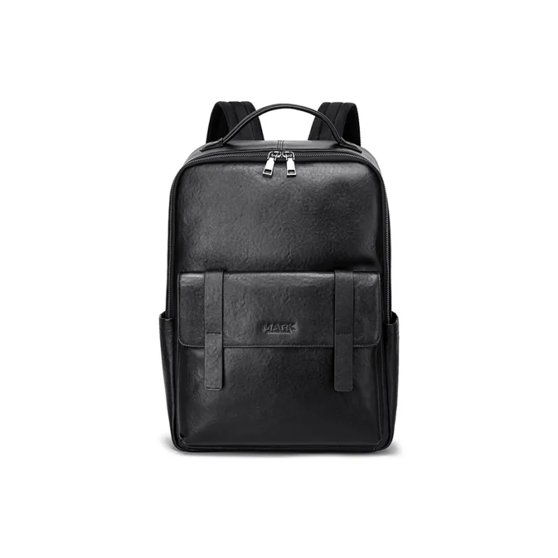 FAIRWHALE Top Grain Cow Leather Backpack Regular Unisex Black-0