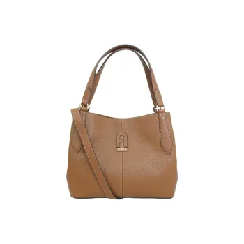 Furla Dafne Leather Shoulder Bag Crossbody Bag Handbag Women's Cognac Brandy
