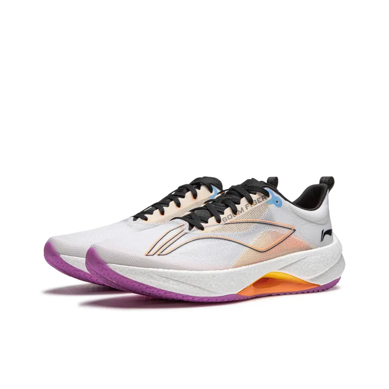 LiNing Super Light 21 Cushioning Anti-Slip Wear-Resistant Breathability Low-Top Running Shoes Men's White Orange-2