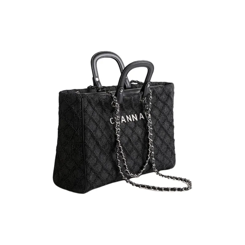 Clannad Cow Leather Tote Bag Shopping Bag Shoulder Bags Handbags Large Size Women's Black-2