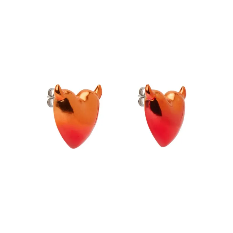 JUSTINE CLENQUET Brass Stud Earrings Women's Orange Red-1