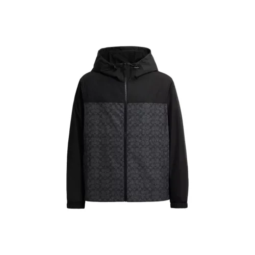COACH Signature Full Zip Windbreaker In Recycled Polyester Jackets Coats Men's Black