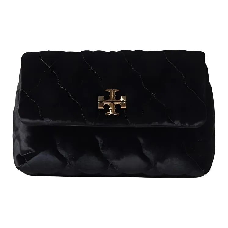 TORY BURCH Kira Velvet With Leather Handbag, Shoulder Bag Women's Black-0