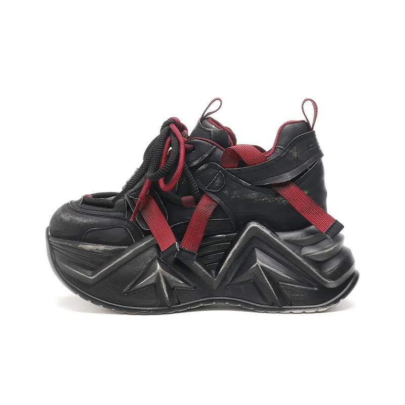 CARDANRO Low-Top Platform Height Increasing 10cm Vintage Chunky Sneakers Women's-10