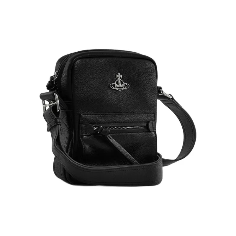 Vivienne Westwood Polyurethane Shoulder Bag, Crossbody Bag Small Size Men's Black-1