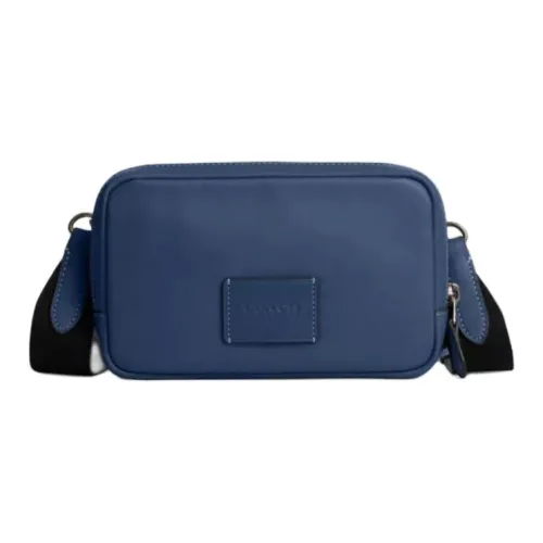 COACH Carrier Calfskin Camera Bag Shoulder Bag Crossbody Bag Small Size Men's Dark Blue